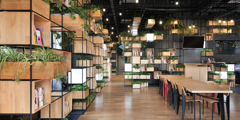 Không gian kinh doanh cafe sách
